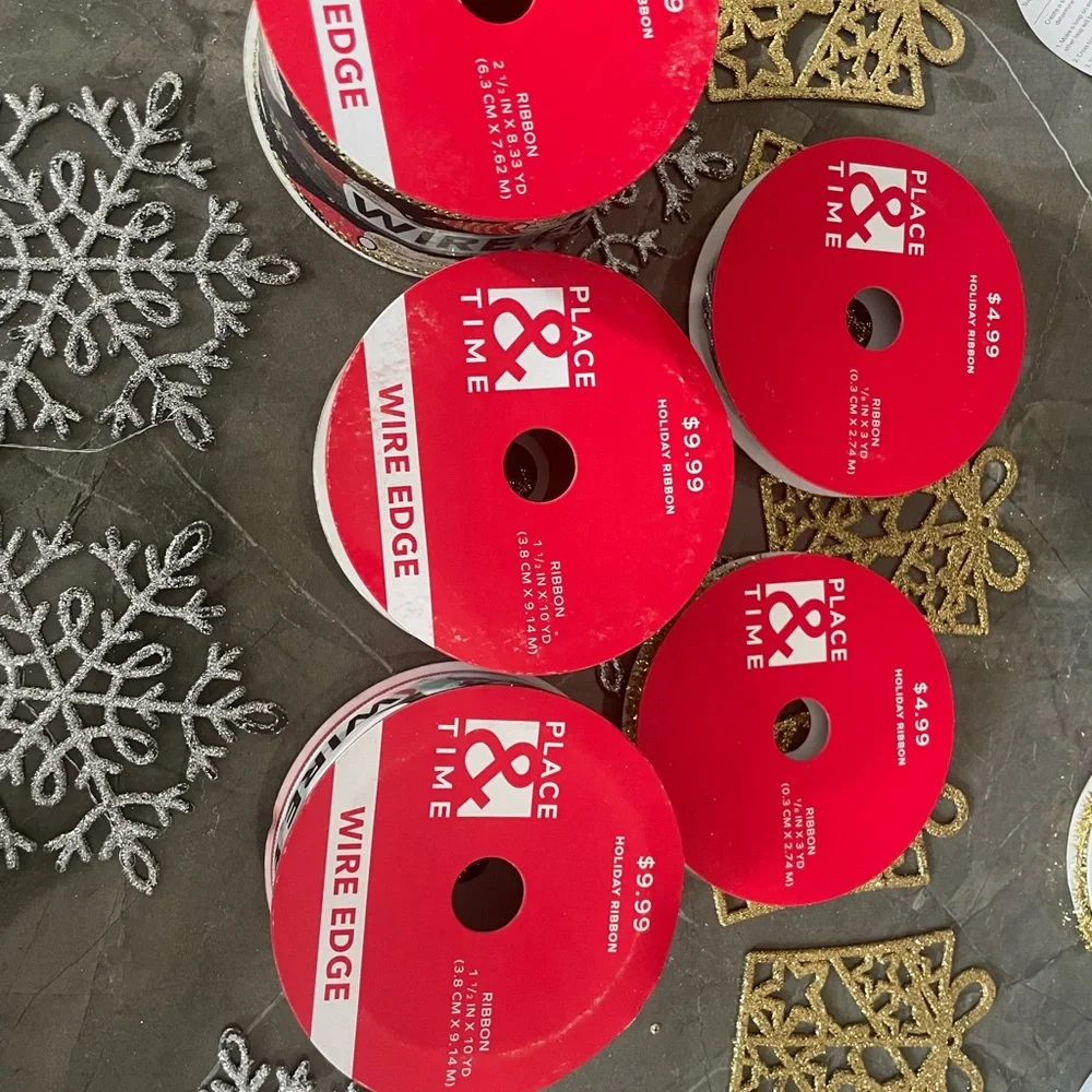Festive Wire Edge Ribbon Set - Picture 3 of 7